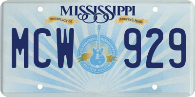 MS license plate MCW929