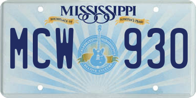 MS license plate MCW930