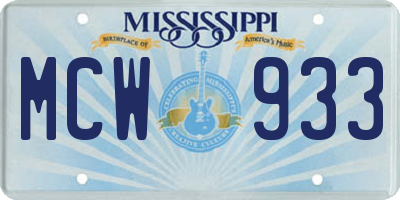 MS license plate MCW933