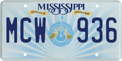 MS license plate MCW936