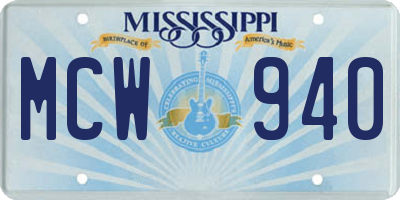 MS license plate MCW940