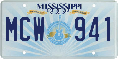 MS license plate MCW941