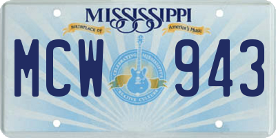 MS license plate MCW943