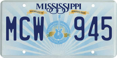 MS license plate MCW945