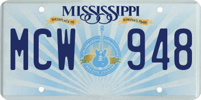 MS license plate MCW948