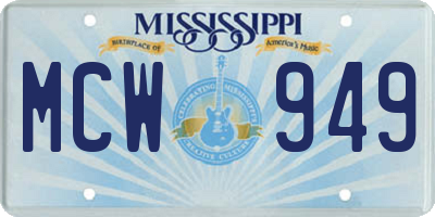 MS license plate MCW949