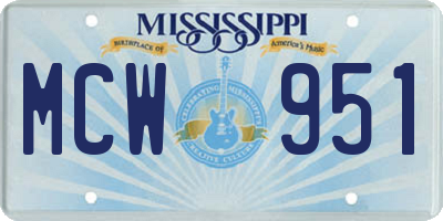 MS license plate MCW951