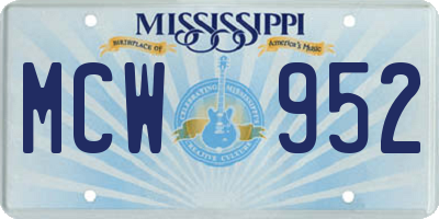 MS license plate MCW952