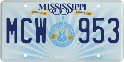 MS license plate MCW953