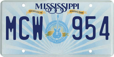 MS license plate MCW954