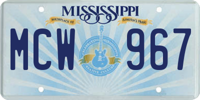 MS license plate MCW967