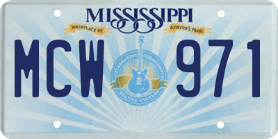 MS license plate MCW971