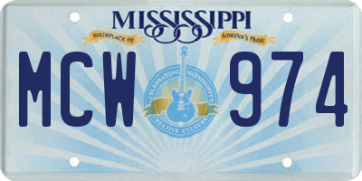 MS license plate MCW974