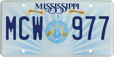 MS license plate MCW977