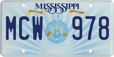 MS license plate MCW978