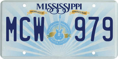 MS license plate MCW979