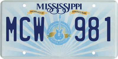 MS license plate MCW981