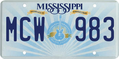 MS license plate MCW983