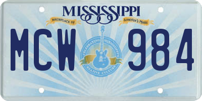 MS license plate MCW984