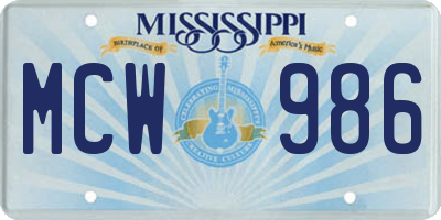 MS license plate MCW986