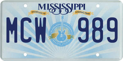 MS license plate MCW989