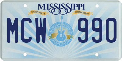 MS license plate MCW990