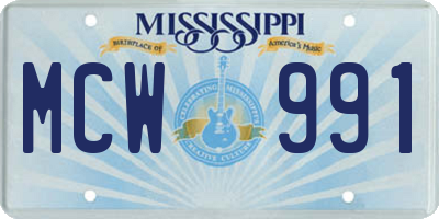 MS license plate MCW991