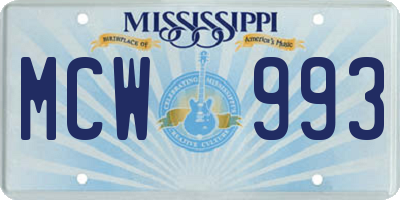 MS license plate MCW993