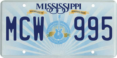 MS license plate MCW995