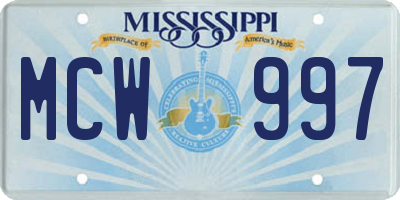 MS license plate MCW997