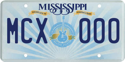 MS license plate MCX000