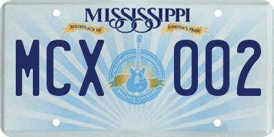 MS license plate MCX002