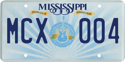 MS license plate MCX004