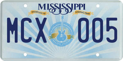 MS license plate MCX005