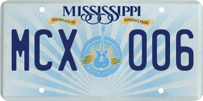 MS license plate MCX006