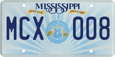 MS license plate MCX008