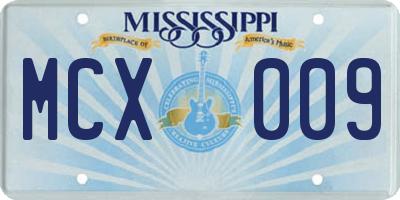MS license plate MCX009