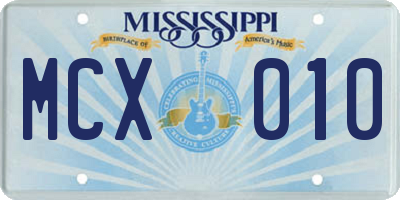 MS license plate MCX010