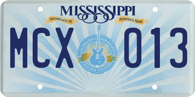 MS license plate MCX013