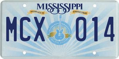 MS license plate MCX014