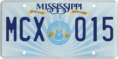MS license plate MCX015