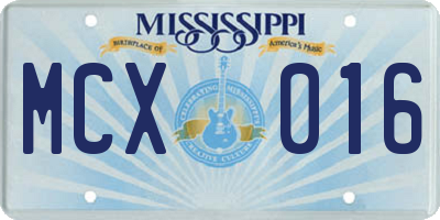MS license plate MCX016