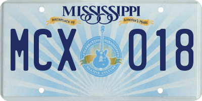 MS license plate MCX018