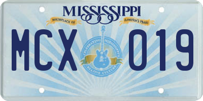 MS license plate MCX019