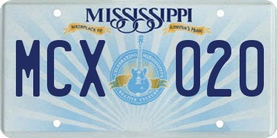 MS license plate MCX020