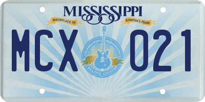 MS license plate MCX021