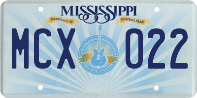 MS license plate MCX022