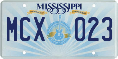 MS license plate MCX023