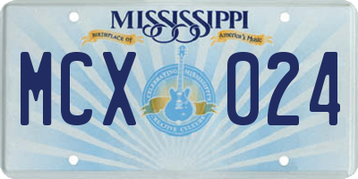 MS license plate MCX024