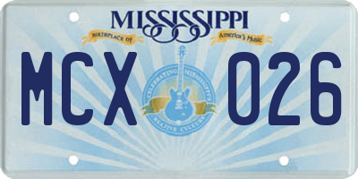 MS license plate MCX026